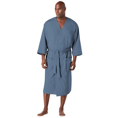 Men's Big & Tall Cotton Jersey Robe by KingSize in Slate Blue (Size XL/2XL)