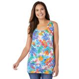 Plus Size Women's High-Low Tank by Woman Within in White Multi Tropicana (Size L) Top