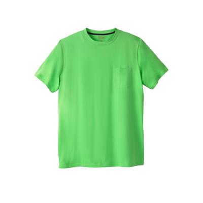 Men's Big & Tall Heavyweight Longer-Length Pocket Crewneck T-Shirt by Boulder Creek in Electric Green (Size XL)