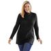 Plus Size Women's Button-Neck Waffle Knit Sweater by Woman Within in Black (Size M) Pullover