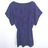 Jessica Simpson Dresses | Jessica Simpson Dress Womens Medium Purple Black Floral Tunic Elastic Waist | Color: Purple | Size: Xs