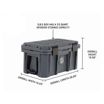 Overland Vehicle Systems D.B.S. Dry Box w/ Wheels Drain and Bottle Opener Dark Grey 53 QT 40100001