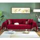 HNTYSM Chenille Throws For Sofas Large Jacquard Ribbon Lace Sofa Throw Full Coverage Sofa Cover 4 Seater Corner Sofa Cover Sofa Protector Living Room Decoration Sofa Blanket (180X380cm, Red)