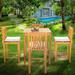 Red Barrel Studio® Square 4 - Person 35" Long Teak Bistro Set w/ Cushions Wood/Teak in Brown/White | 35 W x 35 D in | Outdoor Furniture | Wayfair