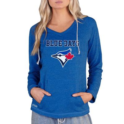 MLB Mainstream Women's Long Sleeve Hooded Top (Size L) Toronto Blue Jays, Cotton,Polyester,Rayon