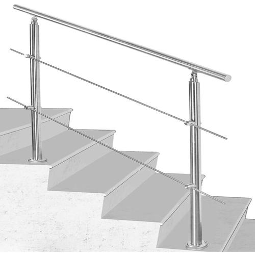 Handlauf Aluminium, Treppengeländer innen & außen, 150 cm, ø 42mm, mit 2 Querstreben für den