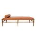 Mango Wood Daybed with Leather Bolster Pillow and Cushion