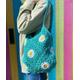 Complete daisy bag crochet kit - perfect gift for crocheter, cotton tote bag, granny square shoulder bag, festival