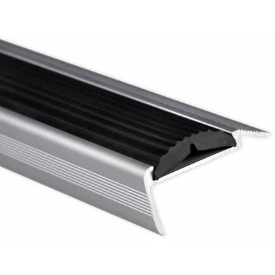 Seuil d'escalier Avec simple caoutchouc Power Grip Longueur: 90 cm Pré-percé Noir - Argent/Noir