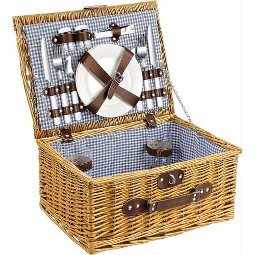 Picknickkorb Weidenkorb mit henkel und Besteck Picknick-Koffer Picknick-Set 2 Personen
