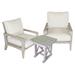 Courtyard Casual Surf Side Teak 3 Piece Bistro Set with 1 Side Table and 2 Club Chairs