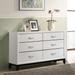 Roundhill Furniture Stout Contemporary 6-Drawer Metal Bar Pulls Wood Dresser, White