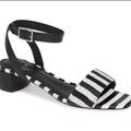 Kate Spade Shoes | Kate Spade Black And White Stripe Sandals | Color: Black/White | Size: 7.5
