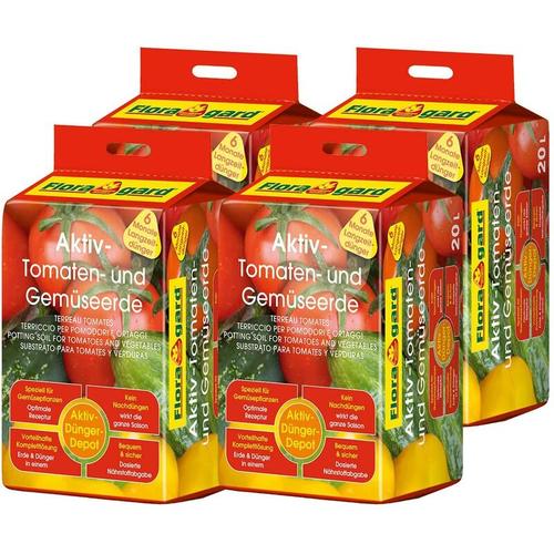 Floragard Aktiv Tomaten & Gemüseerde mit Guano und Langzeitdünger 80L (4 x 20 L)