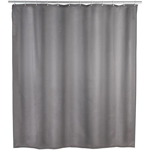 Anti-Schimmel Duschvorhang Uni Grey, Textil (Polyester), 180 x 200 cm, waschbar, Grau, Polyester