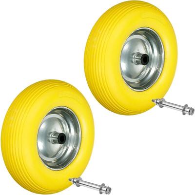 Ecd Germany - 2er Set Schubkarrenrad aus pannensicherem pu Vollgummi, Ersatzrad Gummirad mit Achse, Image