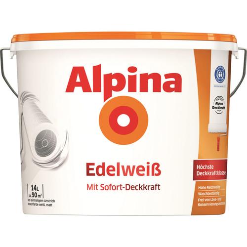 Alpina – Edelweiß 14L weiß matt Innenfarbe Hohe Deckkraft Wandfarbe Deckenfarbe