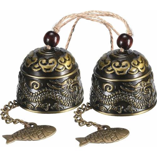 2 Stücke Fengshui Glocke Vintage Dragon Bell Fengshui Windspiele für Hausgarten Hängen Glück Segen
