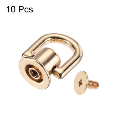 12x10mm Ball Post Head Button Studs with D Ring for DIY Light Gold 10pcs - Light Gold