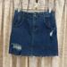 Free People Skirts | Free People Corsette Frayed Raw Hem Distressed Denim Mini Skirt | Color: Blue | Size: 4