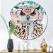 East Urban Home An Owl w/ Spotted White & Black Feathers I - Traditional Circle Wall Art in Brown/Gray/Yellow | 29 H x 29 W x 1 D in | Wayfair