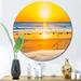 East Urban Home Sunset On Beautiful Sand Beach w/ Blue Sea Water - Nautical & Coastal Circle Wall Art in White | 36 H x 36 W x 1 D in | Wayfair