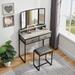 17 Stories Fushia Vanity Set w/ Stool & Mirror Wood in Gray | 55.75 H x 35.43 W x 15.7 D in | Wayfair C2941908D1054F62ADD03837964B1219