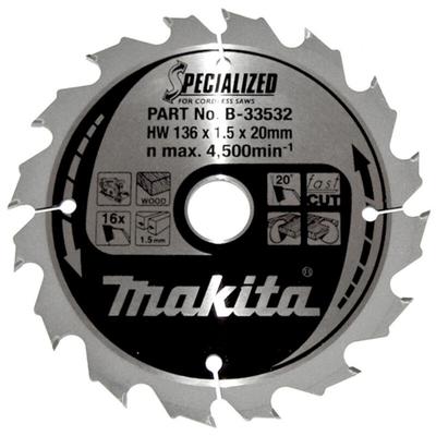 Specialized B-33532 Hartmetall Kreissägeblatt 136 x 20 x 1 mm Zähneanzahl: 16 1 St. - Makita