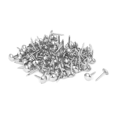 Leather Sofa Round Head Upholstery Tack Nail Silver Tone 7mm x 14mm 100pcs - Silver Tone