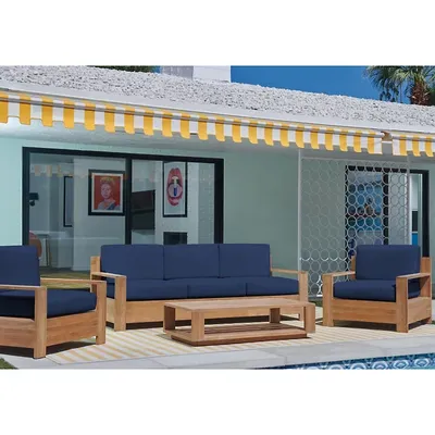 HiTeak Furniture Qube 4-Piece Teak Deep Seating Outdoor Sofa Set