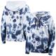 "Sweat à capuche surdimensionné à demi-zip et teinture par nœuds DKNY Sport pour femmes, blanc/bleu marine, New England Patriots Dakota"