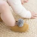 Anthropologie Shoes | New! Baby Pom Pom Slippers By Alimrose-Grey | Color: Gray/White | Size: 0-6 Months