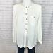 Free People Tops | Free People Women's Ivory Crinkle Top Gauze Size Xs Popover Rayon Flowy D6 | Color: White | Size: Xs