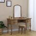 Canora Grey Derril Solid Wood Vanity Set w/ Stool & Mirror Wood in Brown | 60 H x 54 W x 19 D in | Wayfair 2B57838A0B594988BC0EE8E0C61DC3C5