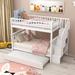 Harriet Bee Twin Over Twin Wooden Bunk Bed w/ Trundle & Storage Wood in White, Size 66.0 H x 42.0 W x 91.0 D in | Wayfair