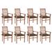 vidaXL Dining Chairs 8 pcs with Taupe Cushions Solid Teak Wood - 24.4'' x 22.2'' x 37''