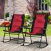 Outsunny Folding Rocking Chair Set with Padded Seat and Back, Pillow