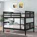 Modern Full over Full Solid Pine Wood Bunk Bed with Full Length Guardrail and Built-in Ladder