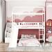 Modern Playhouse Design Twin over Twin Bunk Bed with Full Length Guardrail, Ladder, Slide and Storage Steps