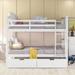 Modern Full over Full Solid Pine Wood Bunk Bed with Full Length Guardrail, Built-in Ladder and 2 Drawers