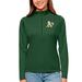 Women's Antigua Green Oakland Athletics Tribute Quarter-Zip Pullover Top