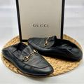Gucci Shoes | Gucci Black Leather Gold Horsebit Loafer Moccasin Flats Shoes Ladies Size 8 | Color: Black/Gold | Size: 8