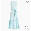 J. Crew Dresses | J Crew J.Crew Jcrew Print Knit Tie Waist Midi Dress Medium Soft Aqua Floral Nwt | Color: Blue/White | Size: M