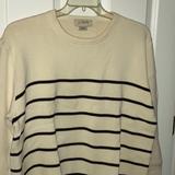 J. Crew Sweaters | J. Crew Crewneck Sweater. White W/ Blue Stripes. 100% Cotton. Size Large | Color: Blue/White | Size: L