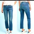 Anthropologie Jeans | Anthro Pilcro Slim Straight Leg Raw Hem Jeans 28 High Rise Denim | Color: Blue | Size: 28