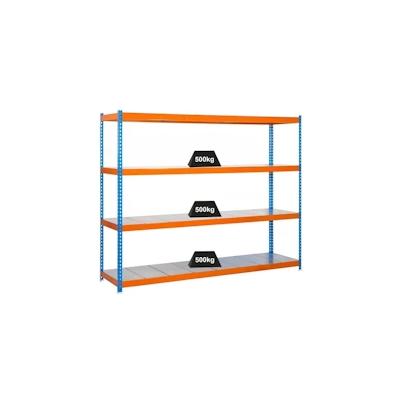 PROREGAL Schwerlastregal METAL BEAST FOUR | HxBxT 200x210x90cm | Fachlast 500kg | Blau-Orange| Standregal Metallregal Lagerregal Image
