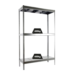 PROREGAL Schwerlastregal METAL YETI THREE | HxBxT 200x150x75cm | Fachlast 400kg | Verzinkt | Standregal Metallregal Lagerregal Image