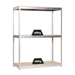PROREGAL Schwerlastregal WOOD YETI THREE | HxBxT 200x120x75cm | Fachlast 400kg | Verzinkt | Standregal Lagerregal Image