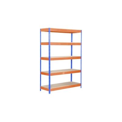 PROREGAL Schwerlastregal WOOD YETI LIGHT FIVE | HxBxT 200x120x45cm | Fachlast 300kg | Blau-Orange Image