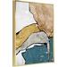 Everly Quinn Canvas Abstract Wall Art For Room Gold Aluminum Framed Wall Art Ready To Hang 22 Canvas in Blue | 16 H x 12 W x 1.6 D in | Wayfair